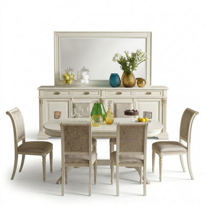 Eetset Eettafel 6 x Stoel Set Set Meubel Tafel Klassieke Eetkamerset 7-delig Massief hout