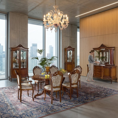 Italiaanse barok meubels eetkamer 11-delige set tafel stoelen dressoir massief hout