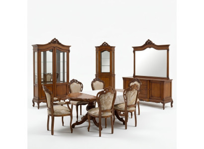 Italiaanse barok meubels eetkamer 11-delige set tafel stoelen dressoir massief hout