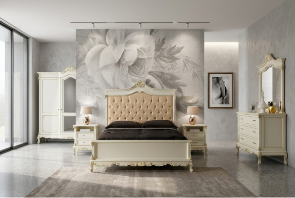 Italiaanse barokstijl meubels slaapkamer 5-delige set bed dressoir nachtkastjes
