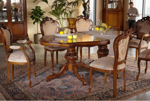 Eettafel set Tafel 6x stoelen Stoel Eetkamer set Groep Massief hout 7-delig nieuw