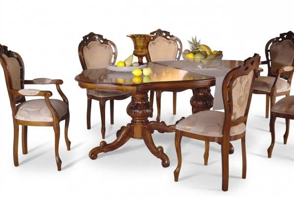 Eettafel set Tafel 6x stoelen Stoel Eetkamer set Groep Massief hout 7-delig nieuw