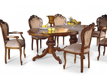 Eettafel set Tafel 6x stoelen Stoel Eetkamer set Groep Massief hout 7-delig nieuw