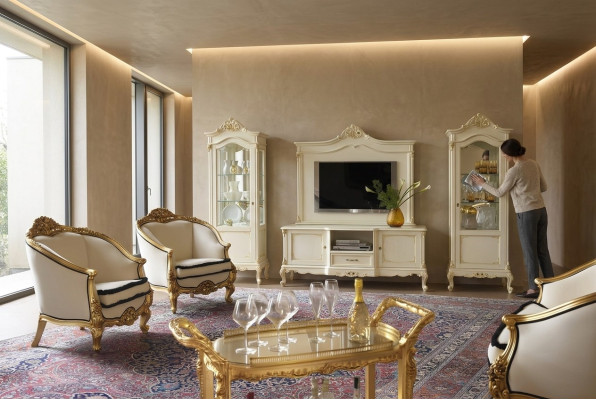 Klassieke eenzits fauteuil barok rococo Italiaanse gestoffeerde meubels 1-zits