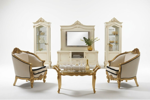 Klassieke eenzits fauteuil barok rococo Italiaanse gestoffeerde meubels 1-zits