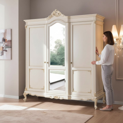 Kledingkast Kast Slaapkamer Kapstok Massief hout Barok Italiaanse meubels nieuw