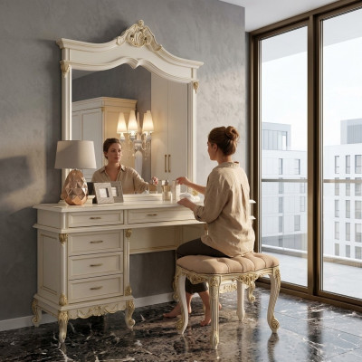 Kaptafel barok rococo console tafels + krukken kaptafel make-uptafel massief hout