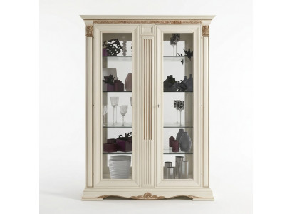 Vitrine Glas Kast Woonkamer Etalage 2-delige Vitrines Barok Rococo Italië Massief hout