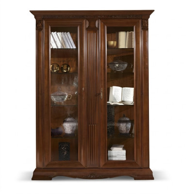Vitrine Glazen Kast Woonkamer Etalage 2-Deurs Vitrines Barok Rococo Massief Hout