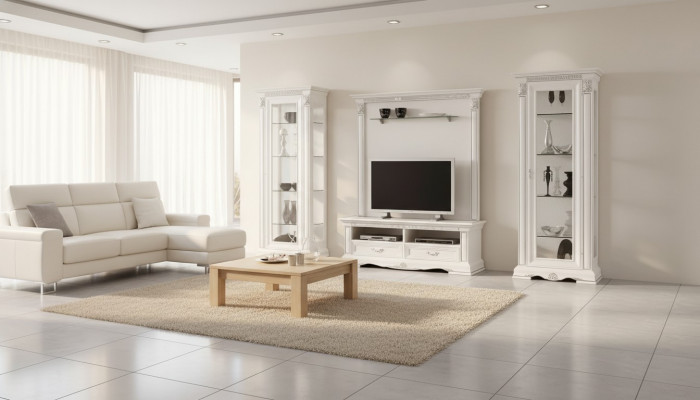 Klassieke woonkamerkast woonkamer vitrine dressoir RTV-plankwandmeubel 4-delig massief hout