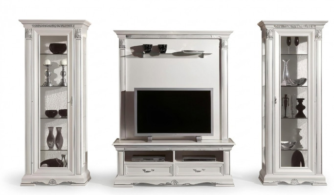 Klassieke woonkamerkast woonkamer vitrine dressoir RTV-plankwandmeubel 4-delig massief hout