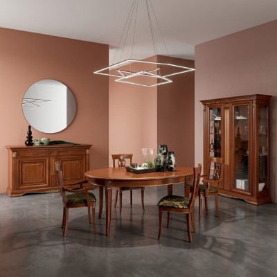 Eetkamer Complete Tafel Dressoir 4x Stoel Set Vitrine Barok 7-delig Massief hout