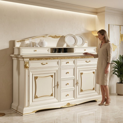 Dressoir muurkast Edel massief houten buffetkast Nieuw eetkamerkasten Barok nieuw