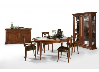 Eetkamer set massief hout barok rococo tafel 4x stoelen vitrine dressoir