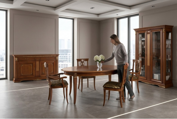 Eetkamerset Designer tafels + 4x stoelenset massief hout compleet set woonkamer.