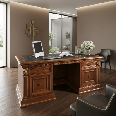 Bureau kantoor bureau klassiek ontwerp kantoortafels barok rococo massief hout.