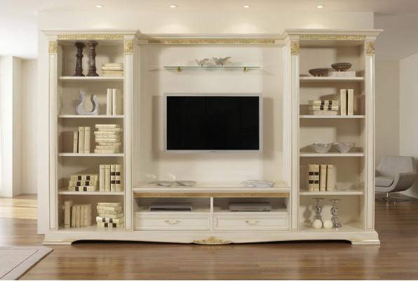 Wandmeubel TV-wand massief hout Stijl Klassiek Italiaans woonkamer meubels