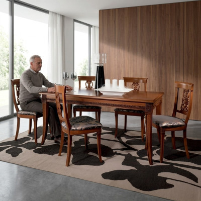 Eettafel tafel groep eetkamer woonkamer hout rococo barok Italië meubels