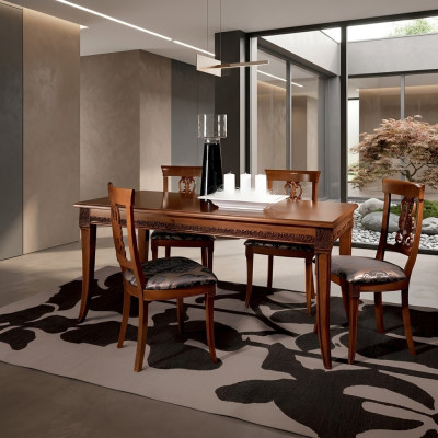 Eettafel tafel groep eetkamer woonkamer hout rococo barok Italië meubels