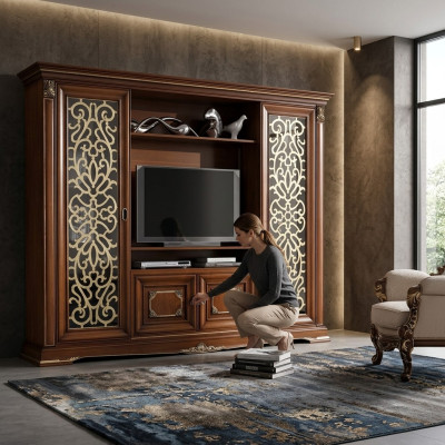Ontwerper woonkamer tv wandmeubel mediawand tv-meubel tv-kast woonkamer massief hout