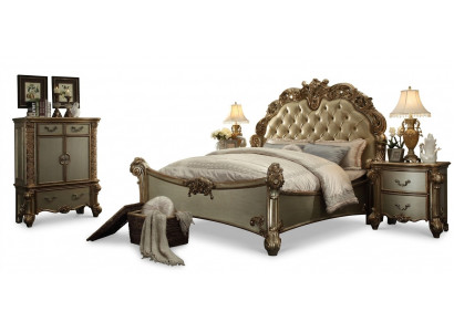 Bed 2x Nightstand 3 pcs. Bedroom set Designer luxury group suite