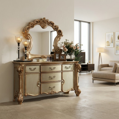 Buffet Dressoir Commode Spiegel Echt Handwerk Hout Klassiek Barok Rococo