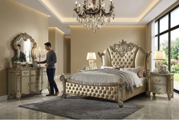 Klassiek bed Tweepersoonsbed 2x Nachtkastjes Hout Bedden Nieuw 3-delig Set