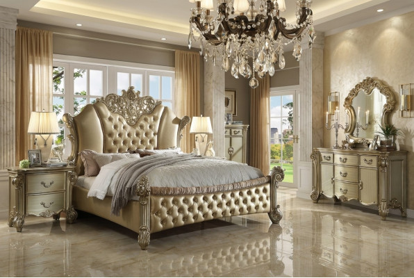 Slaapkamer set Nachtkastjes Bed 5-delig Barok Rococo Antiek Stijl Hout