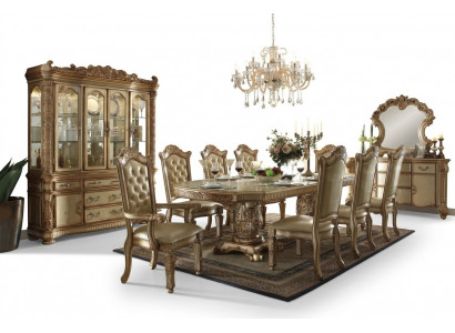 Gouden eetkamerset Luxueuze eettafel met stoelen Designerdressoir