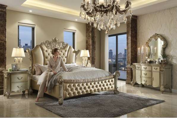 Deco bed bekleding ontwerp luxe hotel tweepersoonsbedden slaapkamer leer