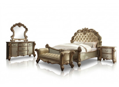 Bed 2x Nightstand 3-piece. Classic bedroom set luxury Baroque Rococo.  Bed 2x Nachtkastje 3-delig. Klassieke slaapkamerset luxe Barok Rococo.