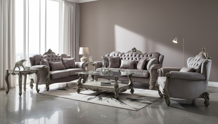 Chesterfield bankstelbank bekleding klassieke 3+2+1 zits set houten bank