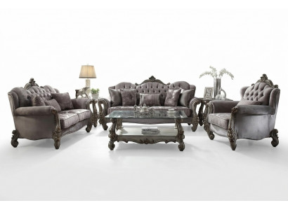 Chesterfield bankstelbank bekleding klassieke 3+2+1 zits set houten bank