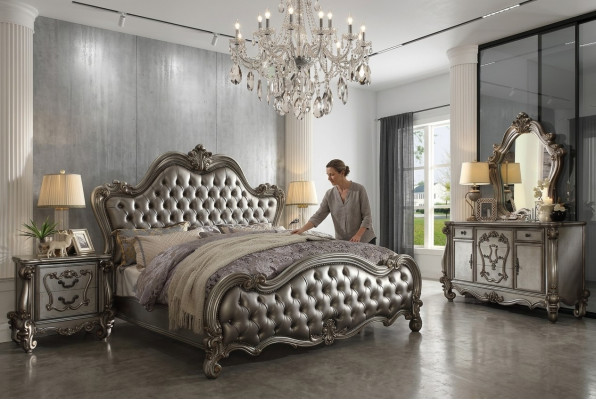 Klassieke meubel slaapkamer set Bed Nachtkastje Commode Spiegel 5-delig.