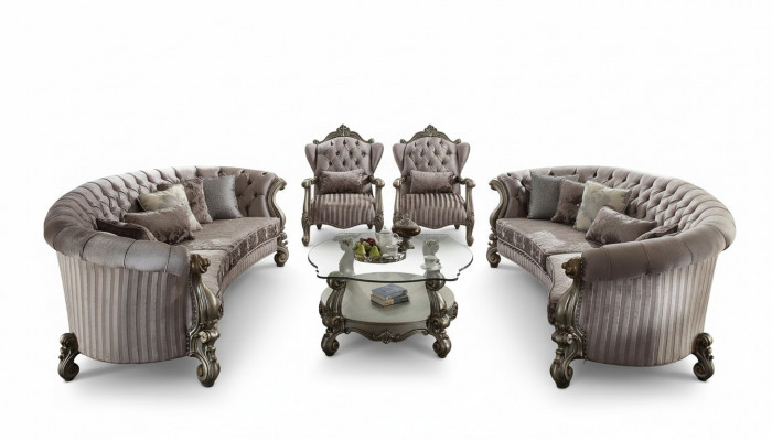 Unieke set Chesterfield luxe meubels 4-delig. 2x ronde bank + 2x fauteuil.