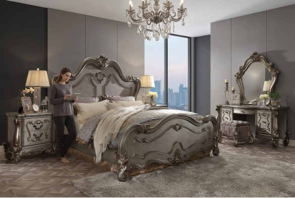 Chesterfield Barok Bed Tweepersoonsbed 2x Nachtkastjes Houten Design Bedden