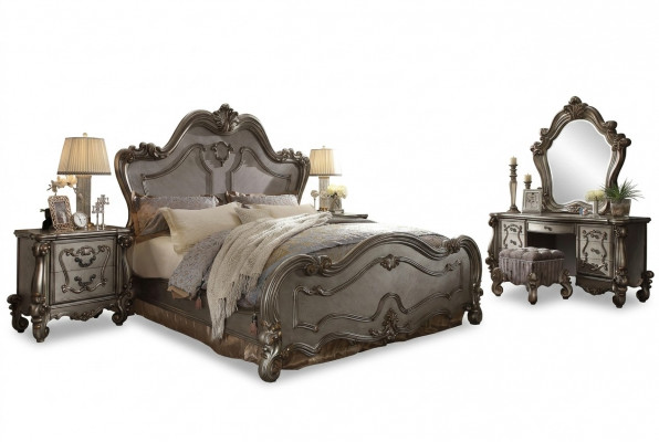 Chesterfield Barok Bed Tweepersoonsbed 2x Nachtkastjes Houten Design Bedden