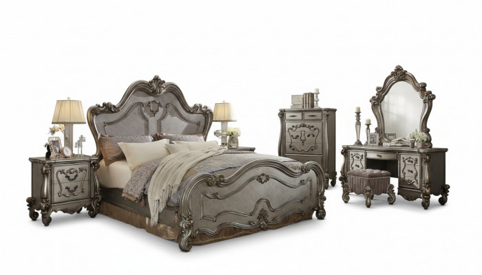 Klassieke slaapkamerset Bed 2x Nachtkastje Commode Spiegel 5-delig.