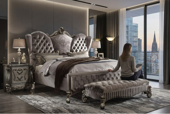 Bed, luxe tweepersoonsbed, slaapkamer designbed, bedden hout