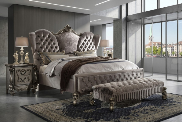 Bed, luxe tweepersoonsbed, slaapkamer designbed, bedden hout