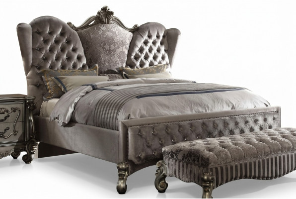 Ontwerp luxe slaapkamer 3-delige set Bed 2x nachtkastje Klassieke beddenset