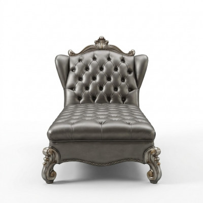 Chaiselongues Chesterfield Ligstoel Chaise Lederen Bank Relax Zilveren Barok