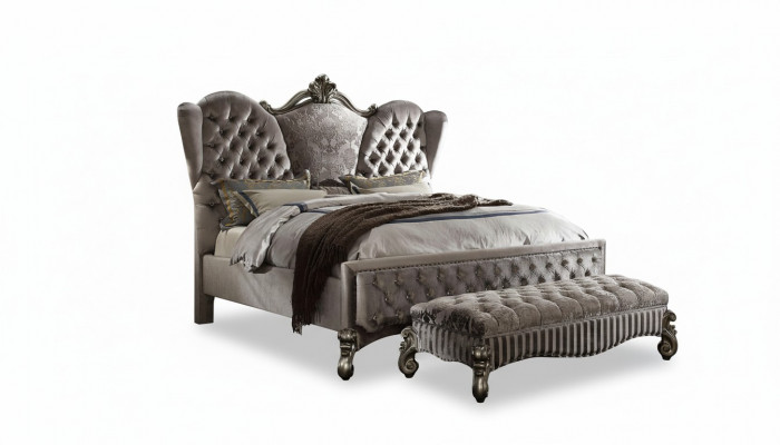 Bed Luxe tweepersoonsbed Slaapkamerdecoratie Barok Houten Lederen bedden