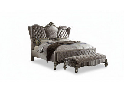 Bed Luxe tweepersoonsbed Slaapkamerdecoratie Barok Houten Lederen bedden