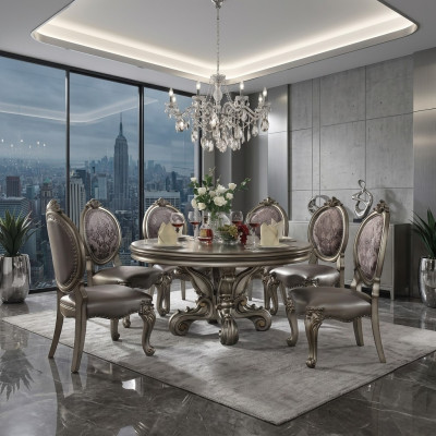 Luxe design gestoffeerde stoel stoelen zitten leunen decor eetkamer houten leren stoel
