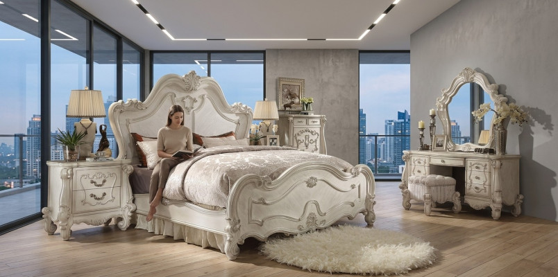 Klassiek bed Tweepersoonsbed 2x nachtkastjes Houten design bedden Nieuw 3-delig.