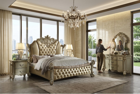 Meubilair 5-delige set Bed + 2x Nachtkastje + Dressoir + Spiegel Slaapkamer
