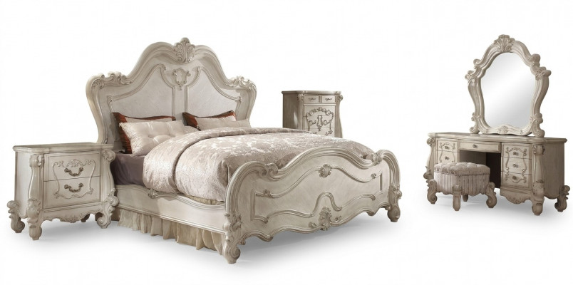 Klassieke slaapkamer set Bed Nachtkastje Kruk Kaptafel Spiegel