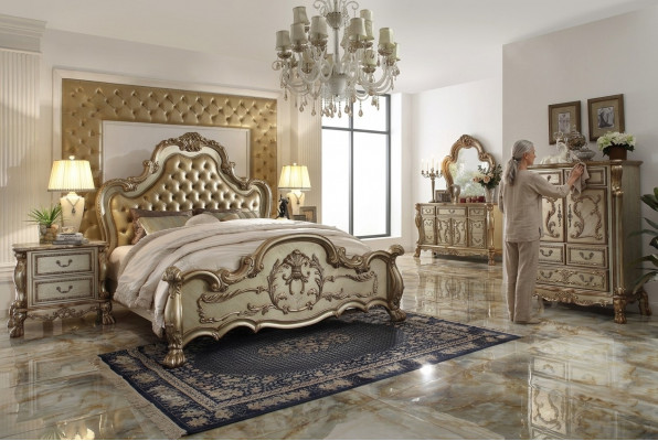 Bed 2x Nightstand 3-piece Bedroom Set Designer Luxury Beds Chesterfield