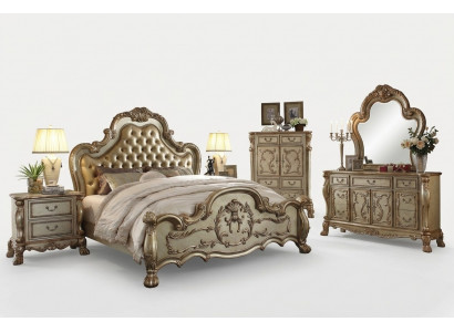 Bed 2x Nightstand 3-piece Bedroom Set Designer Luxury Beds Chesterfield